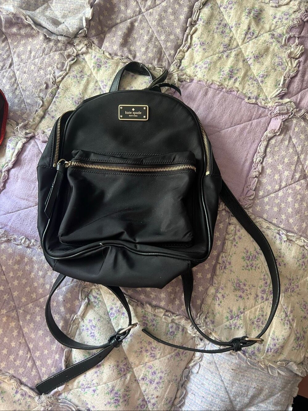Kate Spade Black Mini Backpack Flawed/Wear To Straps Damaged